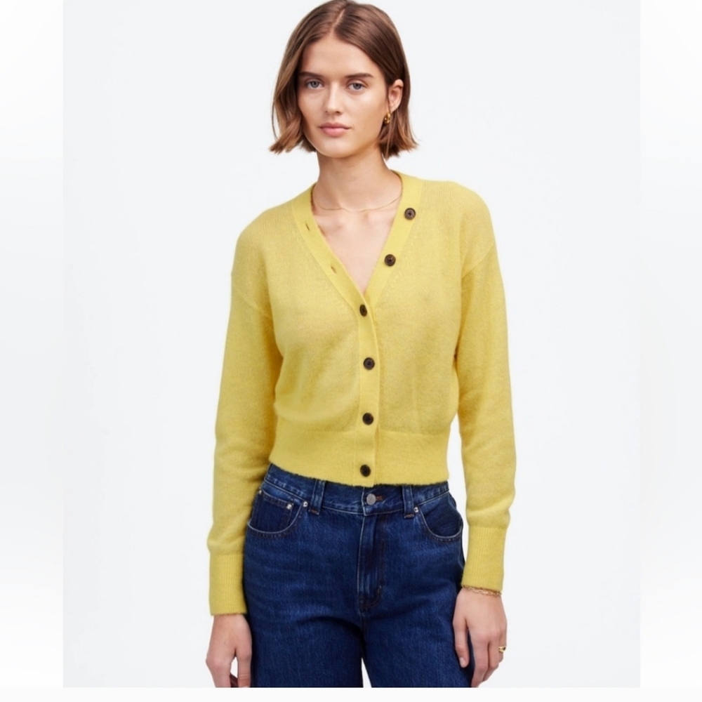 Madewell Alpaca-Blend V-Neck Cardigan NU530 XXS NWT Yellow